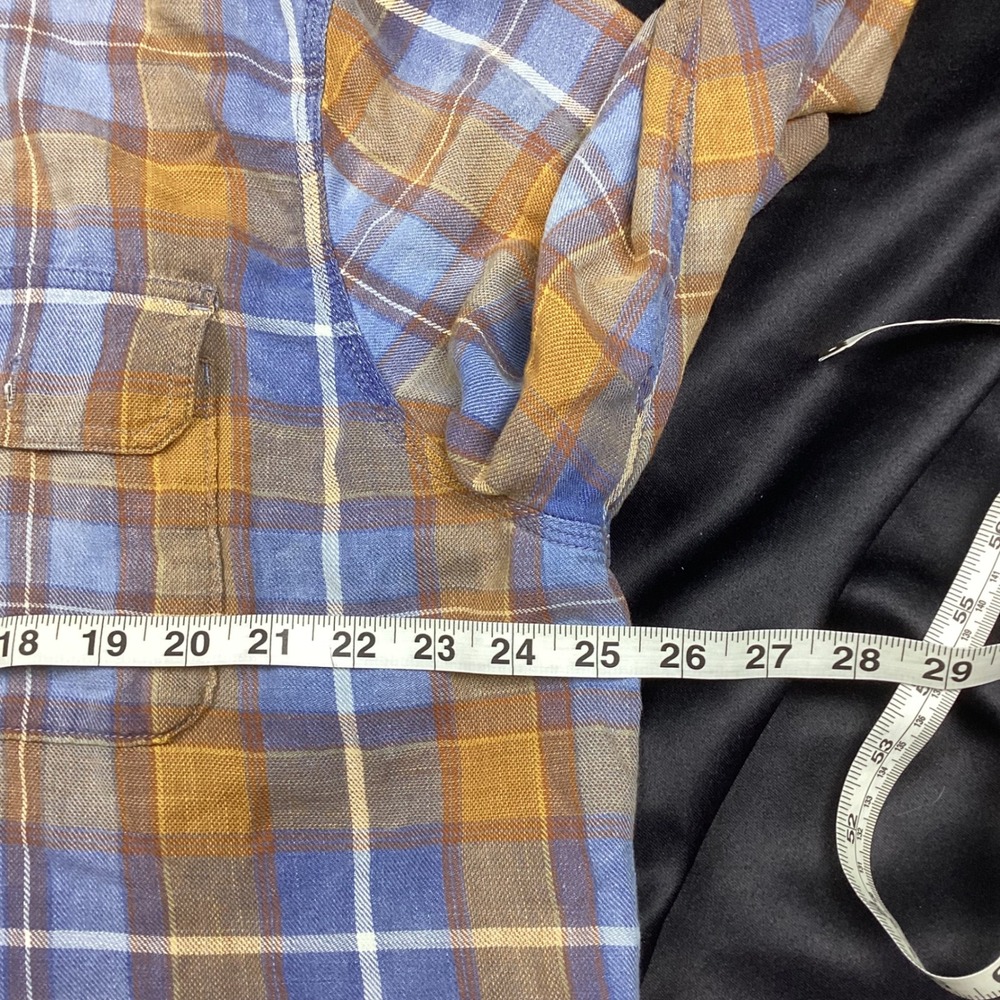 Lucky Brand Mens XXL Classic Fit Plaid Flannel Button Down Shirt Blue Yellow - Picture 3 of 4